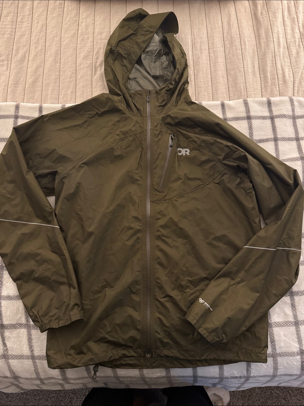 Outdoor Research Men's Hooded Rain Shell – Olive Green